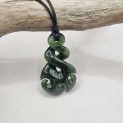 New Zealand Greenstone Pounamu Twist with Korus Necklace