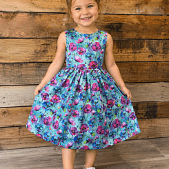 aqua blue floral dress