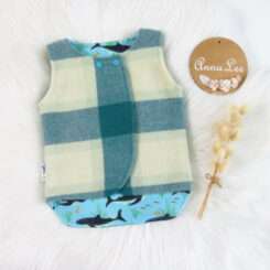 Wool Vest Teal size 6-12mths