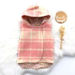 Wool Vest Pink Check size 4