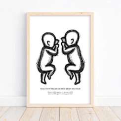 Siblings or Twins Scale Birth Poster