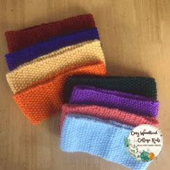 Eight toddler planting seeds headbands in various colours.