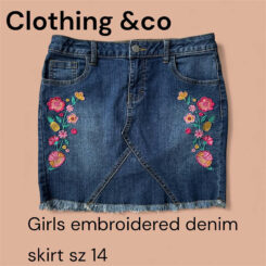 Girls embroidered Denim skirt sz14
