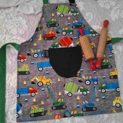 Kids Aprons - Grey Vehicles Green