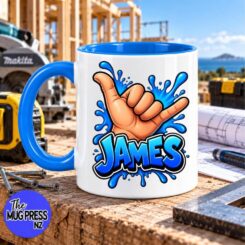 Good Vibes Shaka Style Name Mug