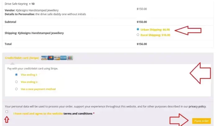 buyer of wholesale order checkout page