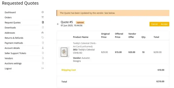buyer view of wholesale counter offer in dashboard