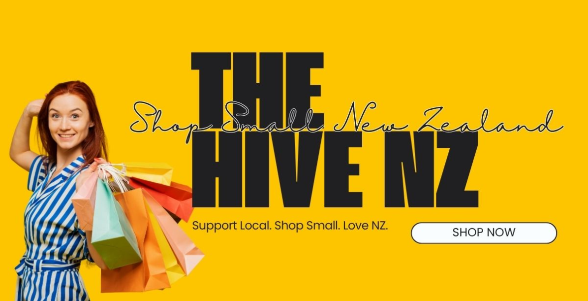 A woman carrying shopping bags from The Hive NZ, representing the best of shop small New Zealand online.